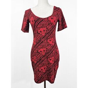 Disney Simba Large Black Red Tribal Geometric Bodycon Dress